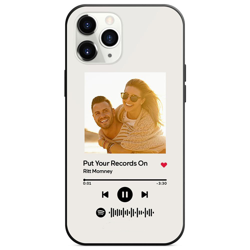White Custom Spotify Plaque Song Iphone Case For Couple