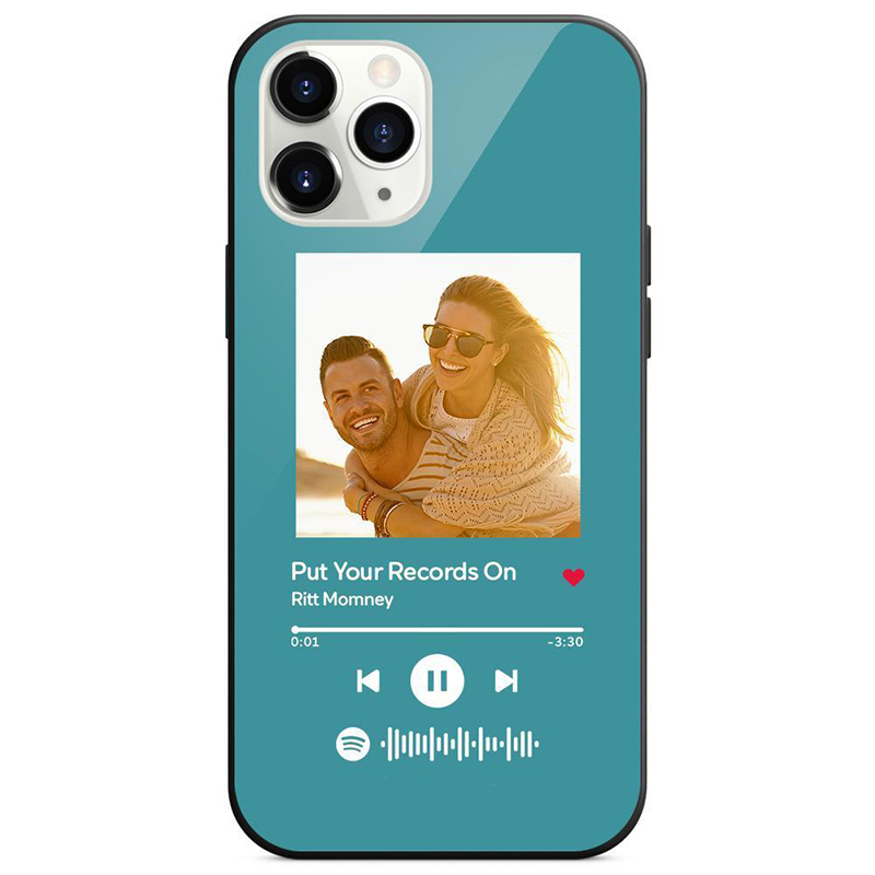 Green Custom Spotify Plaque Song Iphone Case For Couple