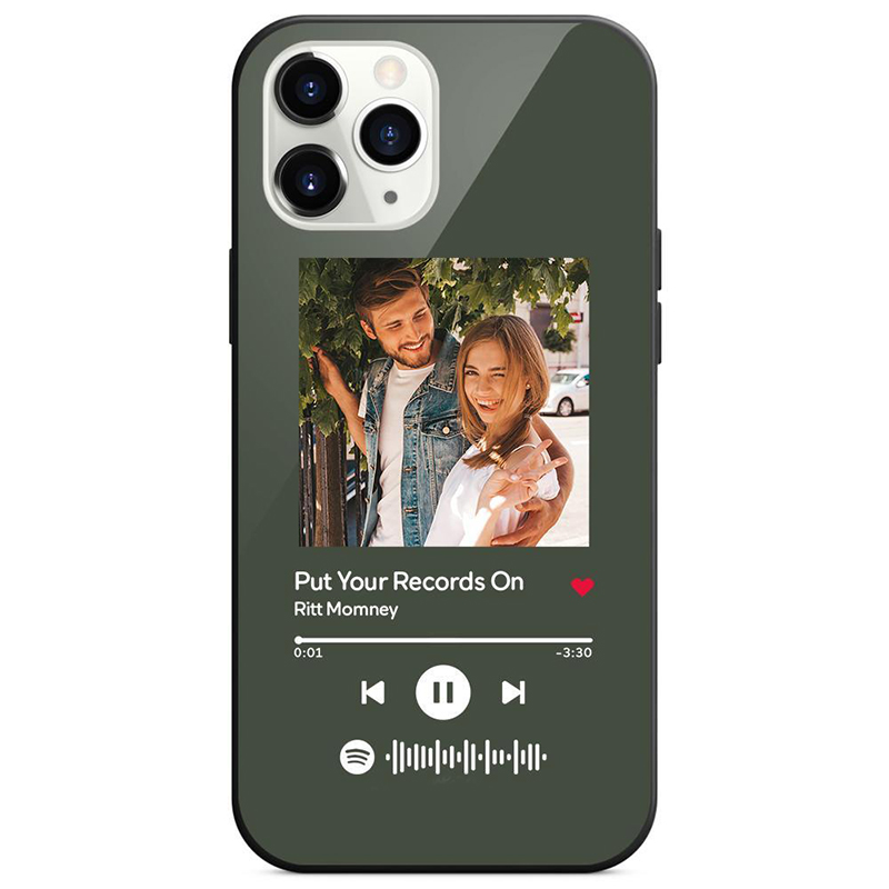Dark Green Custom Spotify Plaque Song Iphone Case For Couple