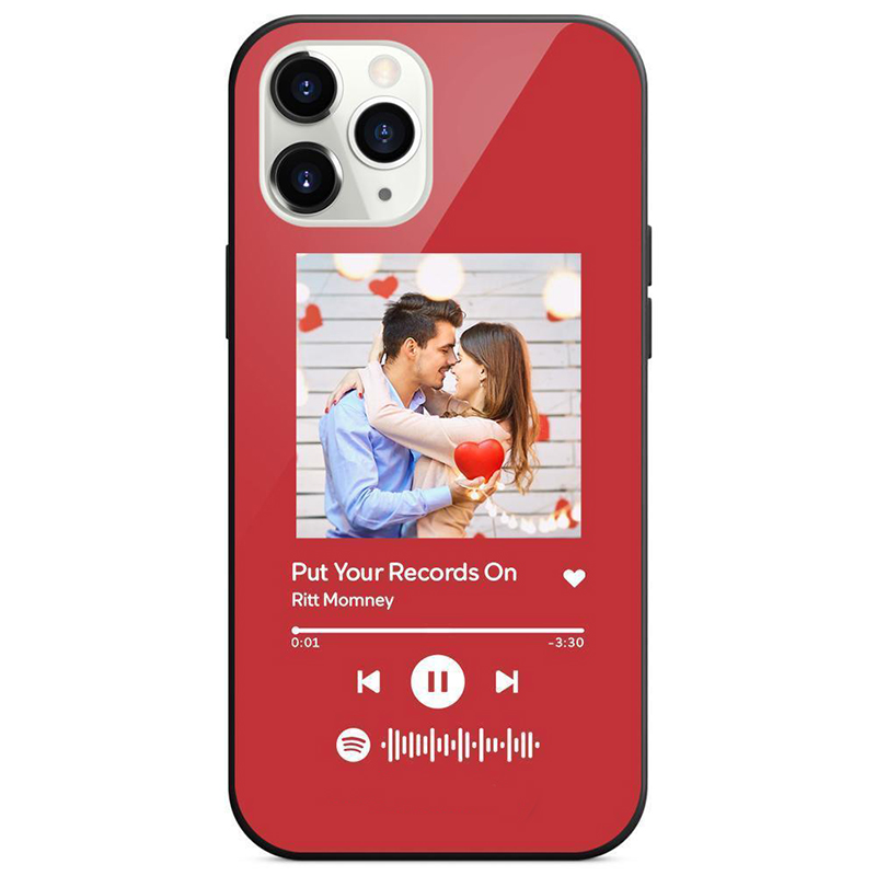 Dark Red  Custom Spotify Plaque Song Iphone Case For Couple